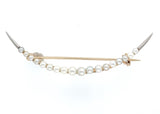 14k Yellow Gold Victorian Crescent Seed Pearl Pin 1 7/8" Long Jewelry (#J6090)