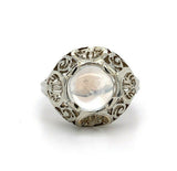 18k Gold Hand Pierced Filigree Genuine Natural Moonstone Ring Blue Flash #J5572