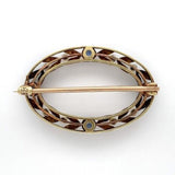 14k Yellow Gold and Platinum Montana Sapphire and Pearl Pin by Krementz (#J6272)