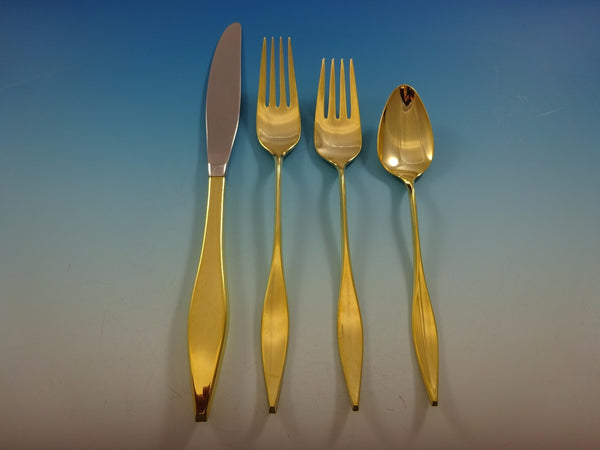 Lark Gold by Reed & Barton Sterling Silver Flatware Set For 12 Service Vermeil