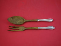 Stratford by Whiting Sterling Silver Salad Serving Set 2pc with Olive Wood 10"