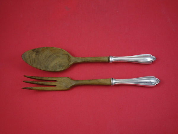 Stratford by Whiting Sterling Silver Salad Serving Set 2pc with Olive Wood 10"
