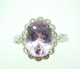 14k Gold Oval 6.95ct Genuine Natural Kunzite Ring with Diamond Halo (#J4453)