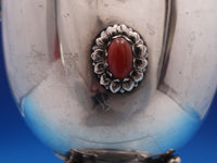 Italian .800 Silver Caviar Bowl w/Ice Tray Figural 3-D Giants Amber Stones #8301