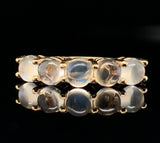 14k Yellow Gold Genuine Natural Moonstone Five-Stone Band Ring Size 6.75 #J6801