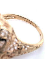 10k Yellow Gold Art Deco 5.48 Carat Genuine Natural Garnet Filigree Ring #J5158