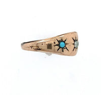 9k Yellow Gold Baby Ring with Turquoise Glass in Star Design Jewelry (#J5966)