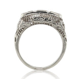 14k White Gold Three-Stone Genuine Natural Diamond Filigree Ring (#J6820)