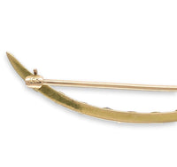 10k Yellow Gold Montana Sapphire and Pearl Crescent Pin Jewelry (#J7045)