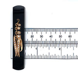 Victorian 14k Gold Black Onyx and Pearl Bar Pin Lily of the Valley (#J6251)
