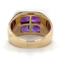 14k Yellow Gold Men's Modern Genuine Natural Amethyst Ring Size 7 (#J7304)