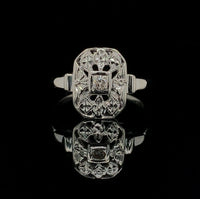 14k Vintage Genuine Natural Diamond Ring Pierced Chased (#J5561)