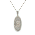 14k Gold Art Deco Genuine Natural Rock Crystal Quartz Filigree Pendant (#J6275)