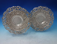 Brunswick French 950 Silver Pair of Coasters Wide Pierced Border 9" Dia (#5474)