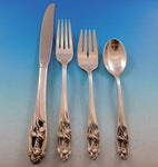 Silver Iris by International Sterling Silver Flatware Set for 12 Service 48 pcs