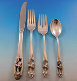 Silver Iris by International Sterling Silver Flatware Set for 12 Service 48 pcs