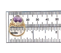 10k Yellow and White Gold Filigree Genuine Natural Amethyst Ring Flowers #J6346
