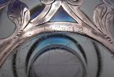 Art Nouveau Silver Overlay Glass Inkwell Chrysanthemum Floral 3 1/2" (#9225)