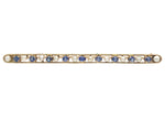 10k Yellow Gold Antique Montana Sapphire and Pearl Bar Pin Jewelry (#J7046)