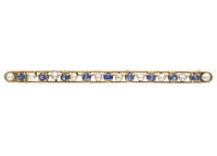 10k Yellow Gold Antique Montana Sapphire and Pearl Bar Pin Jewelry (#J7046)