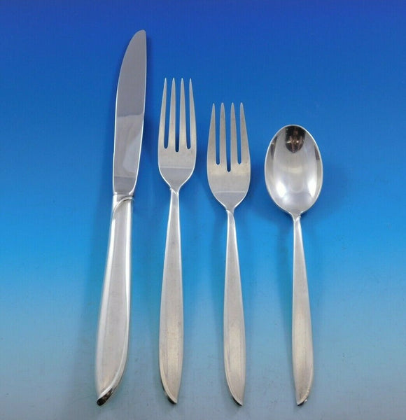 Silver Rhythm by International Sterling Silver Flatware Set 12 Service 56 pcs