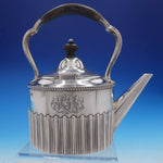 Victorian English Silver Tea Kettle with Wood Handle and Finial (#4269)