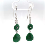 Pair of 18k White Gold GIA A Jadeite Jade Drop Earrings with Diamonds (#J6526)