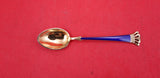 Egon Lauridsen Danish Sterling Demitasse Spoon vermeil royal blue enamel 3 7/8"