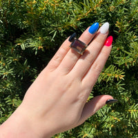14k Gold Mid Century Modern Genuine Natural Smoky Quartz Ring Size 4.5 (#J6609)