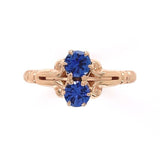 Victorian 10k Yellow Gold Ring with Two Genuine Natural Sapphires (#J6393)