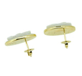 14k Yellow Gold Carved Genuine Natural Opal Cameo Earrings (#J3020)