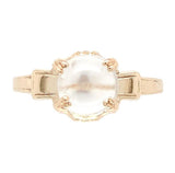 10k Yellow Gold Vintage Genuine Natural Moonstone Ring Size 7.5 (#J6928)