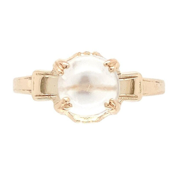10k Yellow Gold Vintage Genuine Natural Moonstone Ring Size 7.5 (#J6928)