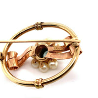 10k Retro Blue Zircon Pin Rose and Yellow Gold (#J5473)