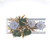 18k Yellow Gold Large Carved Chalcedony Flower and Jade Leaf Pin (#J6235)