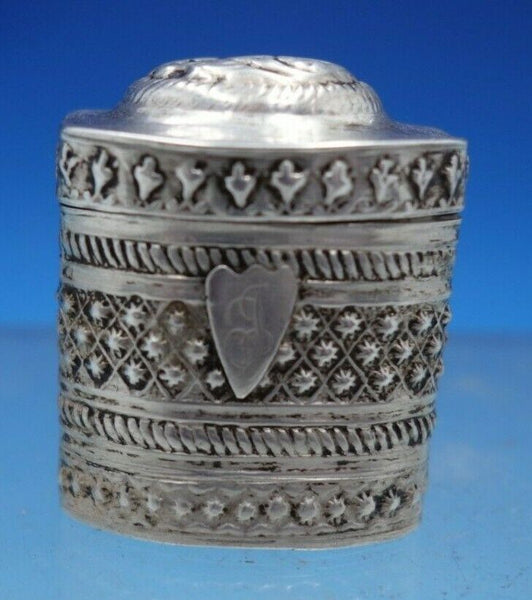 Dutch .833 Silver Box with Band of Stamped Design 1 5/8" x 1 3/8" (#6693)