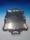 Austrian .812 Silver Tea Tray Beaded Border Applied Handles Engraved (#6006)