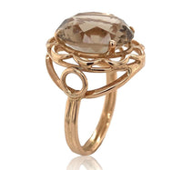 18k and 14k Rose Gold Handwrought Genuine Natural Smoky Quartz Ring (#J6605)