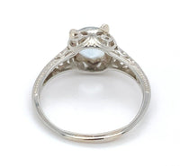 18k White Gold Filigree Deco 1.15 Carat Genuine Natural Aquamarine Ring (#J6774)