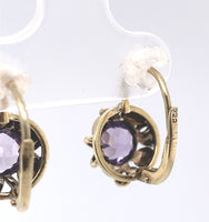 8k Yellow Gold .333ct Small Genuine Natural Amethyst Drop Earrings (#J6266)