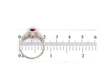 14k White Gold Art Deco .74ct Genuine Natural Ruby Filigree Ring (#J5619)