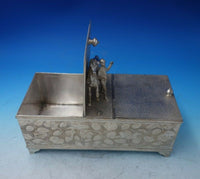 Derby Silver Co Silverplate Humidor Figural Horse Rider Birds Flowers (#5882)