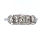 14k White Gold Filigree Ring with Mine Cut Genuine Natural Diamonds (#J6035)