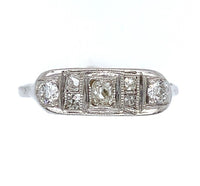 14k White Gold Filigree Ring with Mine Cut Genuine Natural Diamonds (#J6035)