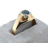 14k Yellow Gold .80ct Genuine Natural Sapphire Men's Ring Size 10.5 (#J6331)