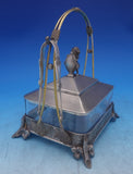 Rogers Silverplate Box 3pc for Sardines w/3D Lion Finial and Sardine Tong #7274