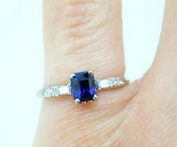 Platinum 1.05ct Blue Genuine Natural Sapphire and Diamond Ring (#J5052)