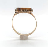 Victorian Genuine Natural Tiger's Eye Cameo 10k Gold Ring Size 10.5 (#J6222)