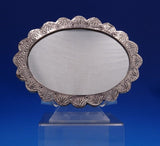 Asian Sterling Silver Mirror Oval Hanging with Chain 8 1/4" x 6 1/8" (#6985)