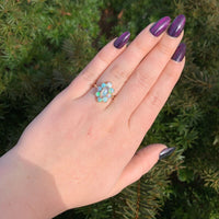 14k Yellow Gold Marquise Genuine Natural Opal Cluster Ring Size 6.25 (#J6493)